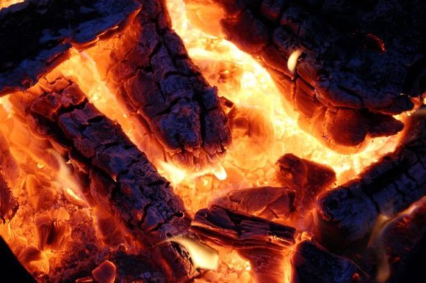 burning coals